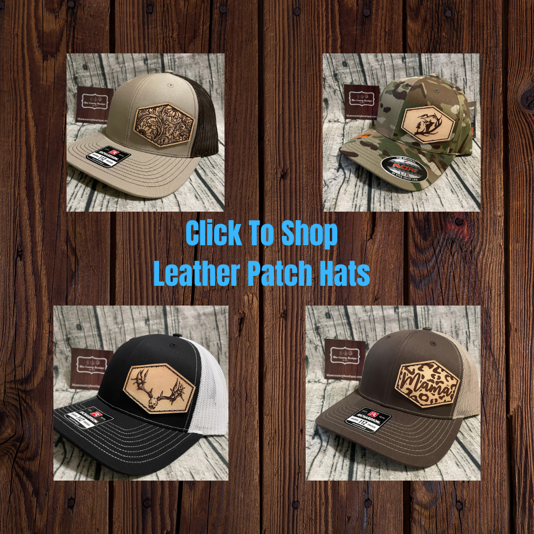 Leather Patch Hats Blue Country Boutique