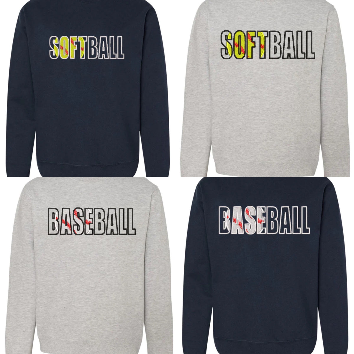 Softball Baseball Embroidered Sweaters