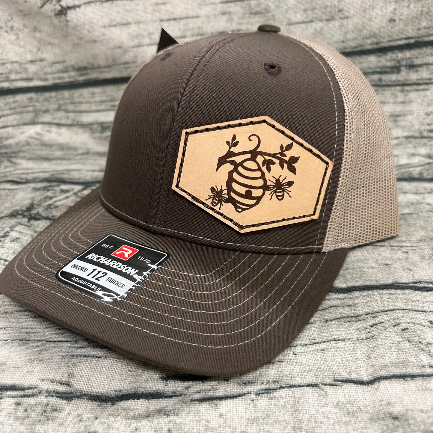 Beehive Leather Patch Hat
