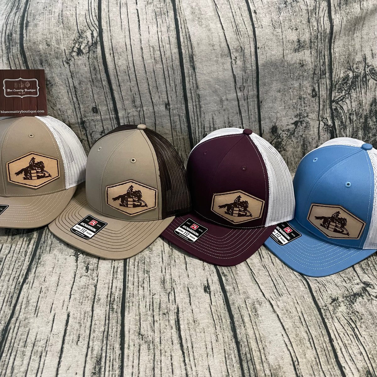 NWT OTTO  Turquoisr Snapback Trucker Hat Horse Barrel Racer Embroidered Patches Barrel Racer Leather Patch – Blue Country Boutique main image 4