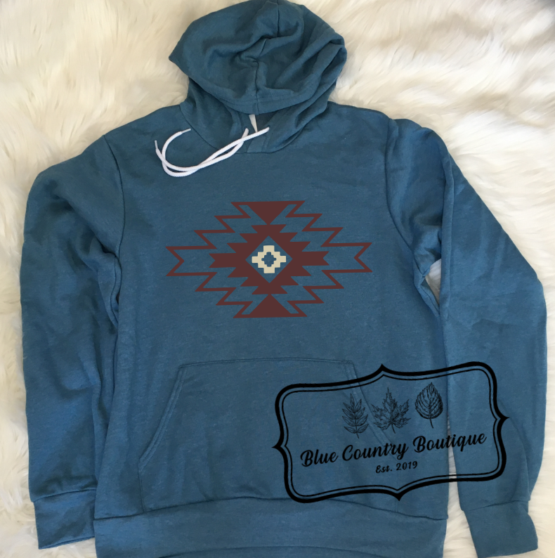 GLUDEAR Men's Polynesian Tribal Print Zip-Up Hoodie – Long Sleeve, Oversized, Sky Blue, 3XL