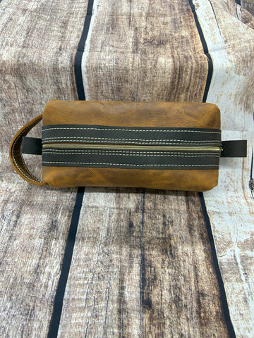 Light Brown Toiletry Bag Dark Trim