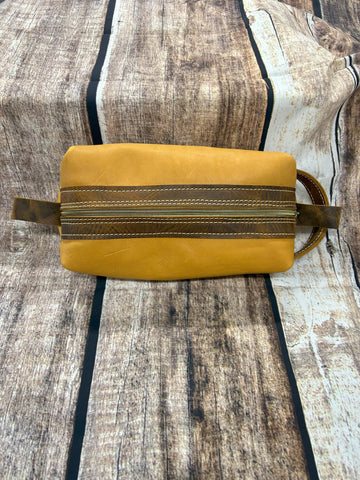 Tan Toiletry Bag Dark Trim