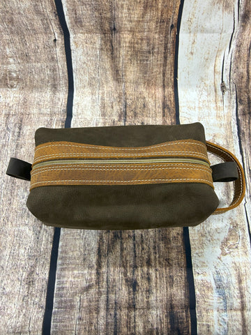 Dark Brown Toiletry Bag Light Trim