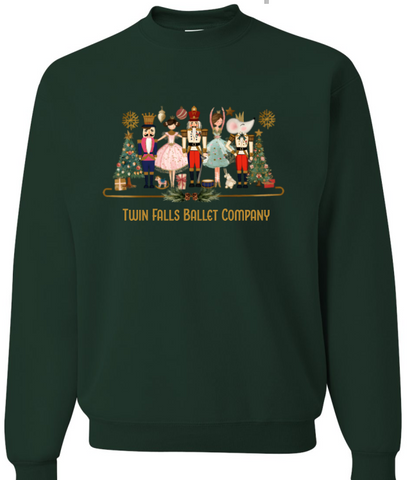 Twin Falls Ballet Company Fundraiser Nutcracker Forest Green Crewneck