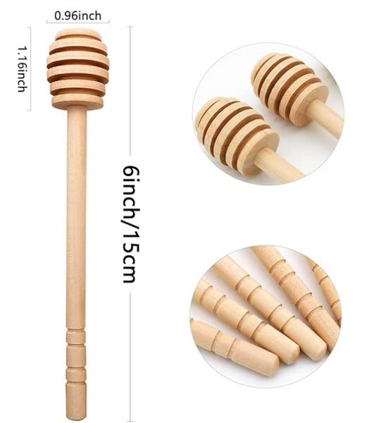 Wooden Honey Dipper Stick- 6 Inch