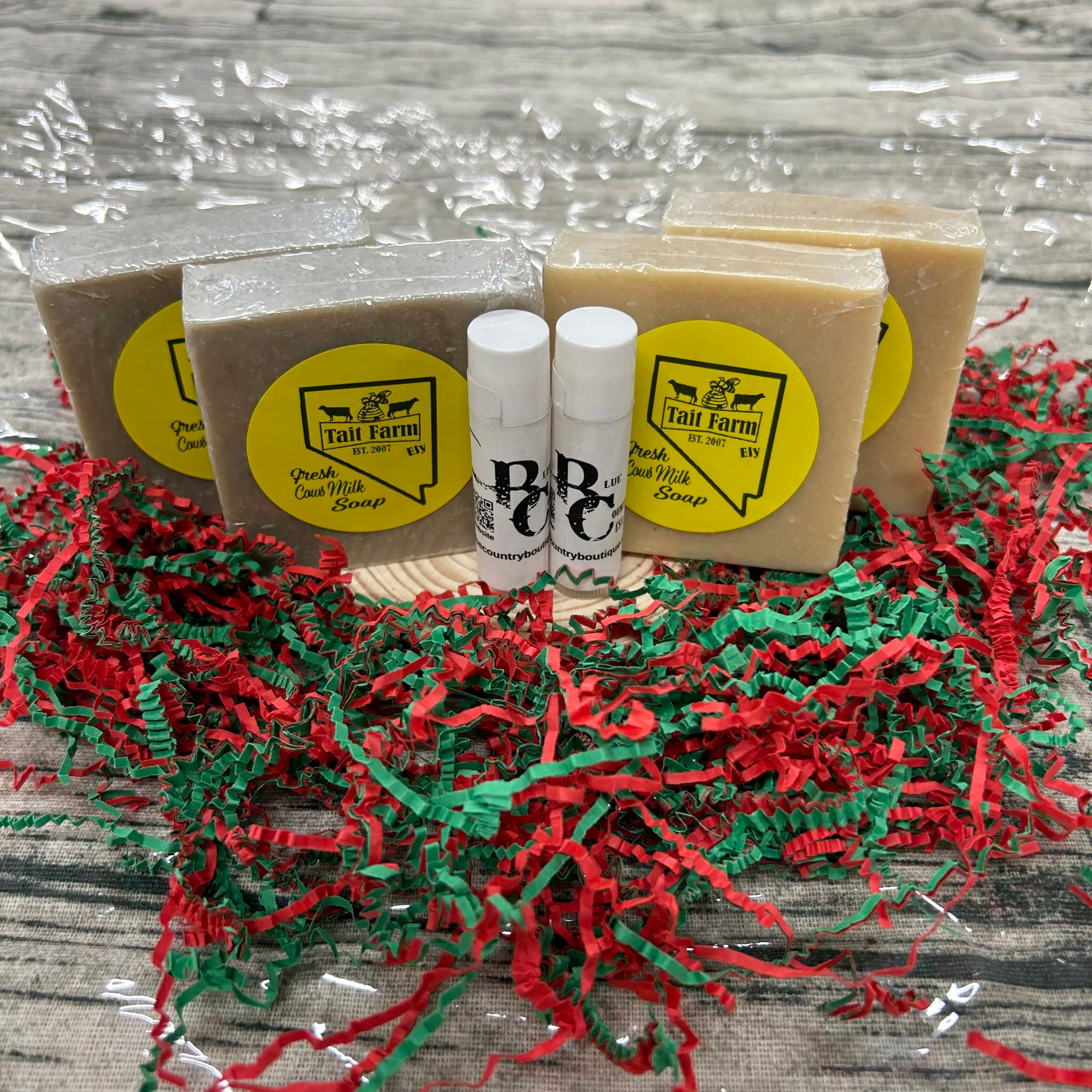 Cows Milk Soap and Beeswax Chapstick Holiday Gift Bundle