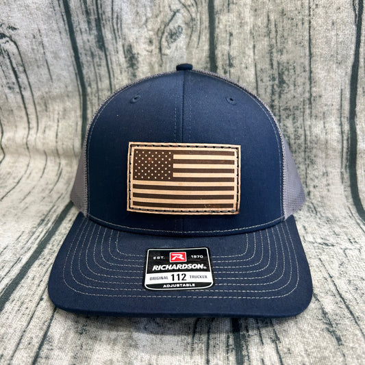 American Flag Leather Patch Hat