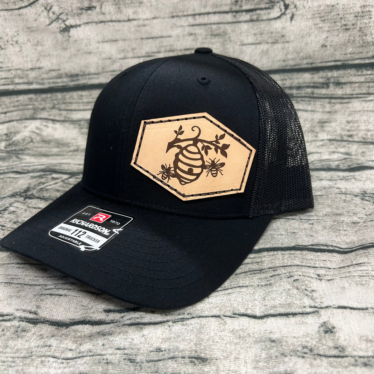 Beehive Leather Patch Hat