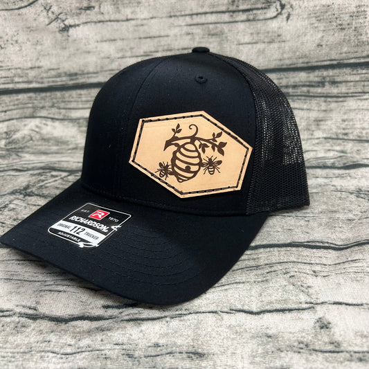 Beehive Leather Patch Hat