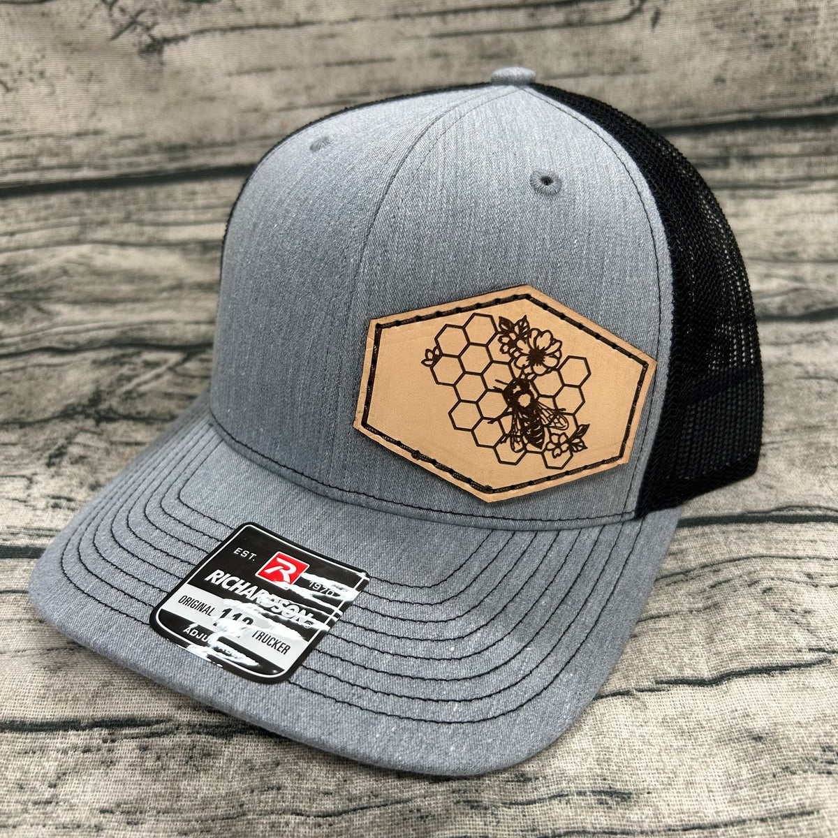 Honey Bee Comb Leather Patch Hat