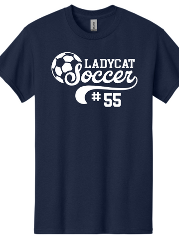 Ladycats Soccer with Player Number Navy Option 1