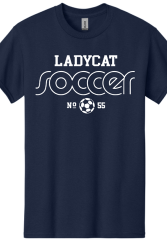 Ladycats Soccer with Player Number Navy Option 2