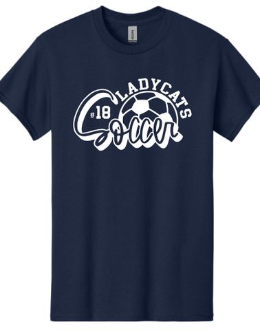 Ladycats Soccer with Player Number Navy Option 3
