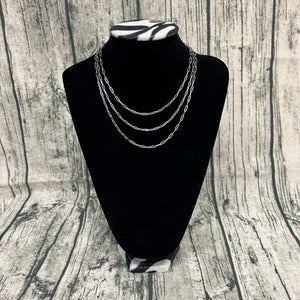 Silver Stainless Steel Paperclip Chain Necklace-Muiltiple Sizes