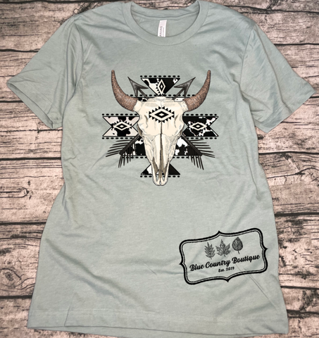 Western Aztec Bull Skull Shirt