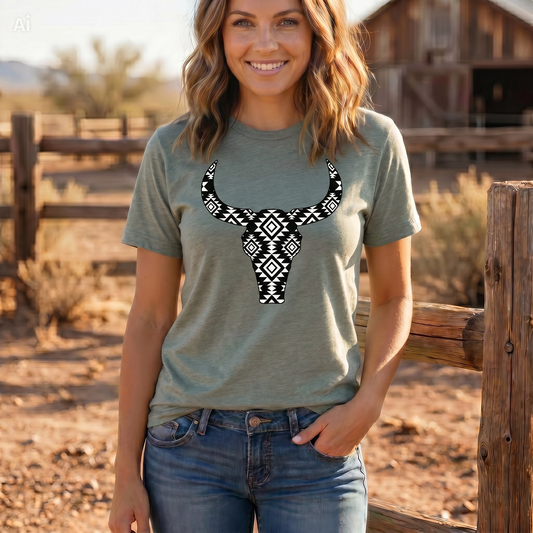 Aztec Cow Skull T-Shirt