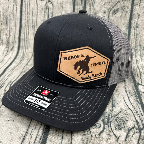 Bundy Ranch ~ Whoop & Spur Leather Patch Hat