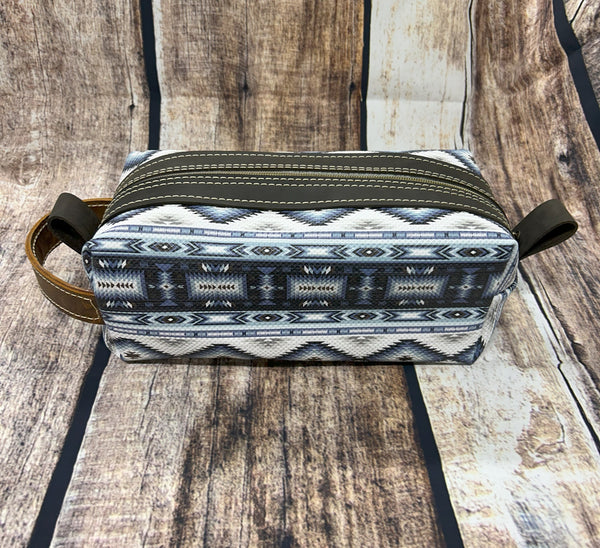 Aztec Blue Toiletry Bag Dark Trim