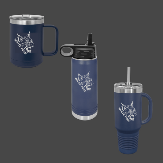 White Pine Bobcat Laser Engraved Coffee Cups/Water Bottle