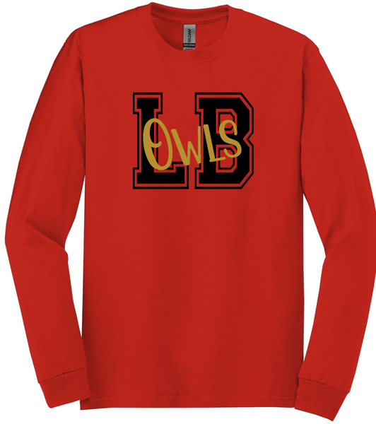 Learning Bridge LB Owls Long Sleeve Shirt Black or Red