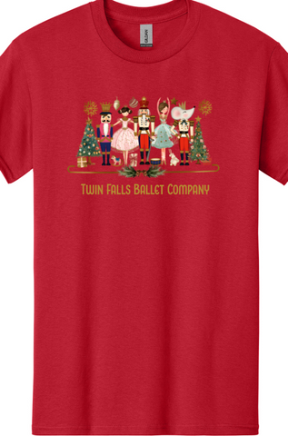 Twin Falls Ballet Company Fundraiser Nutcracker Shirt Red youth & adult sizes