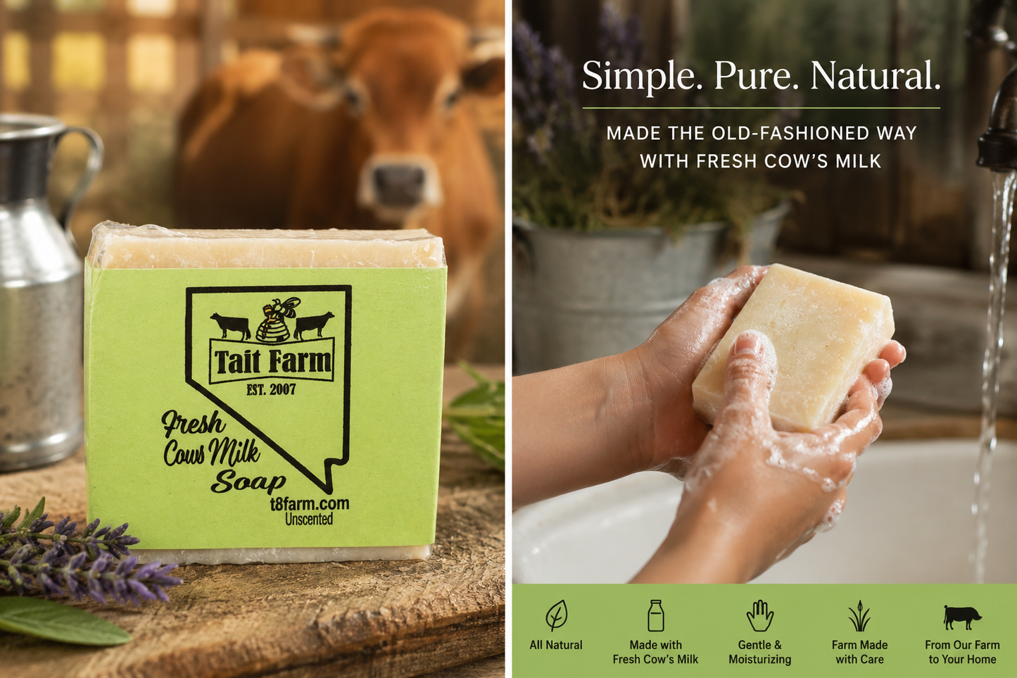 Farm Fresh Cows Milk Bar Soap~ Unscented