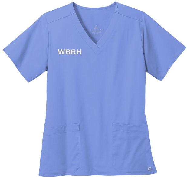 WBRH Embroidered Wink Women's Workflex V-Neck Top and Bottoms