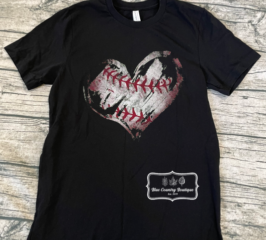 Distressed Baseball Heart Shirt