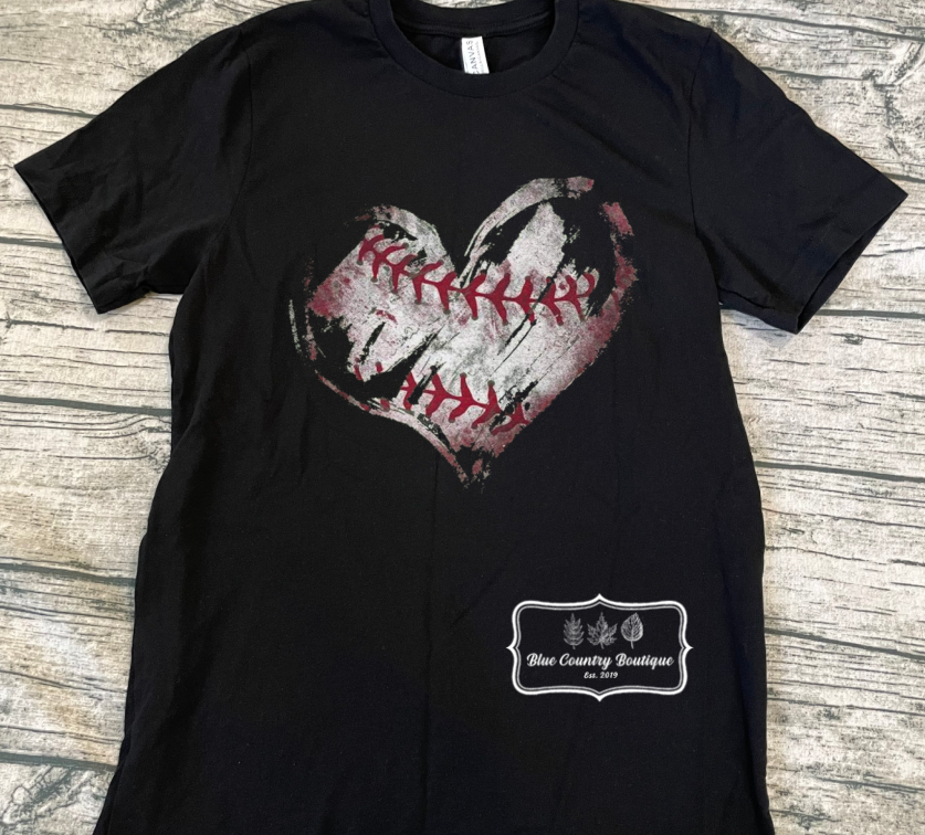 Distressed Baseball Heart Shirt