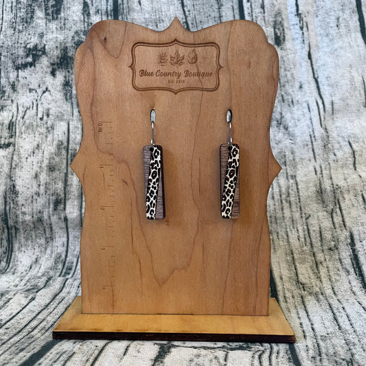 Bar Leopard Wood Earrings