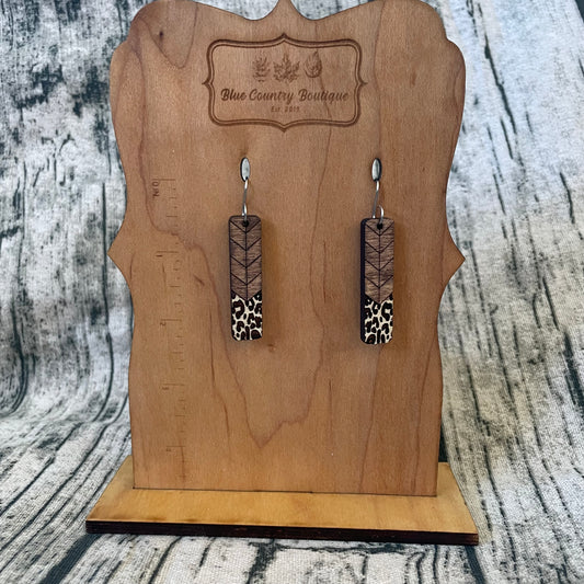 Chevron Leopard Wood Earrings