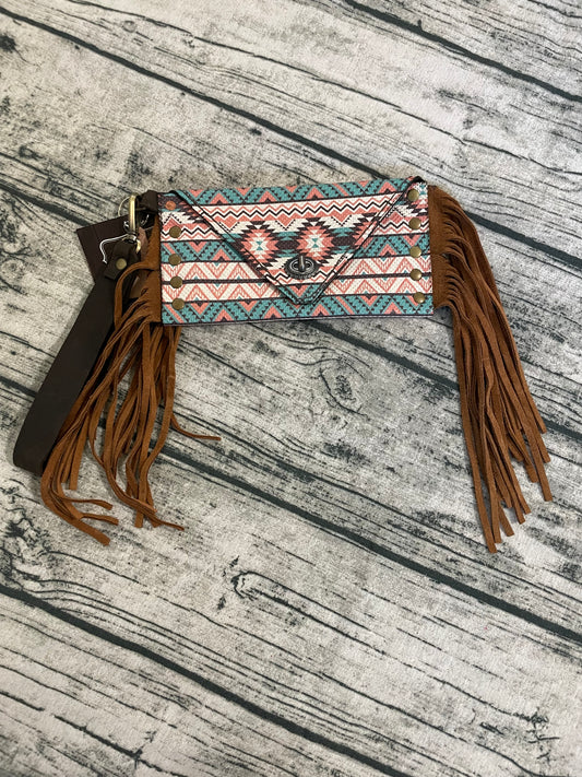 Orange/Teal Aztec Small Envelope Clutch