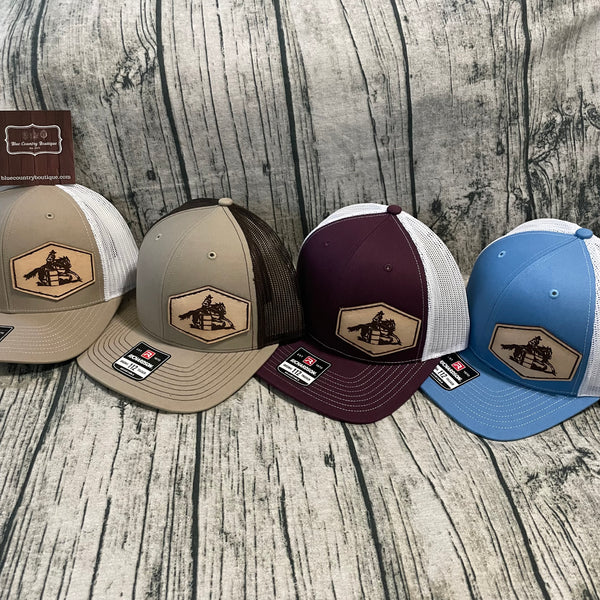 barrel racer leather patch hat