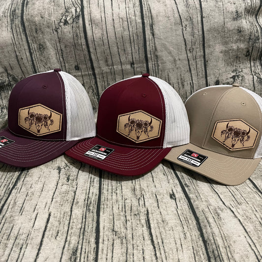Boho Cow Skull Leather Patch