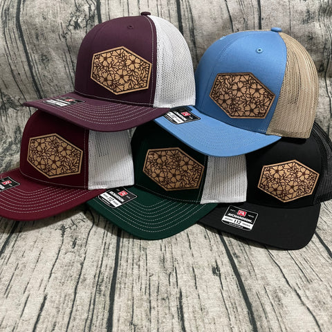 Custom Hats, Leather Patch Hat, Tooled Leather 