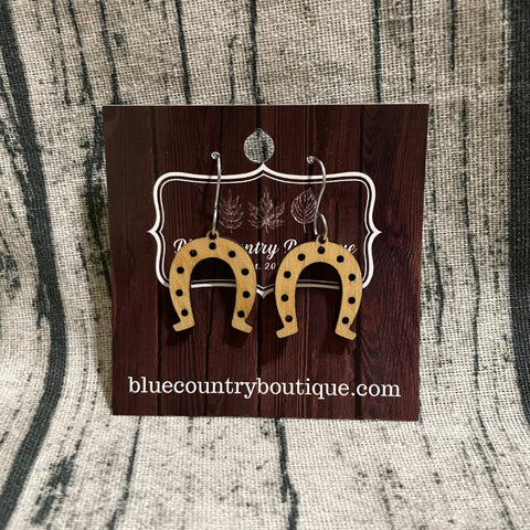 Horseshoe Wood Earrings