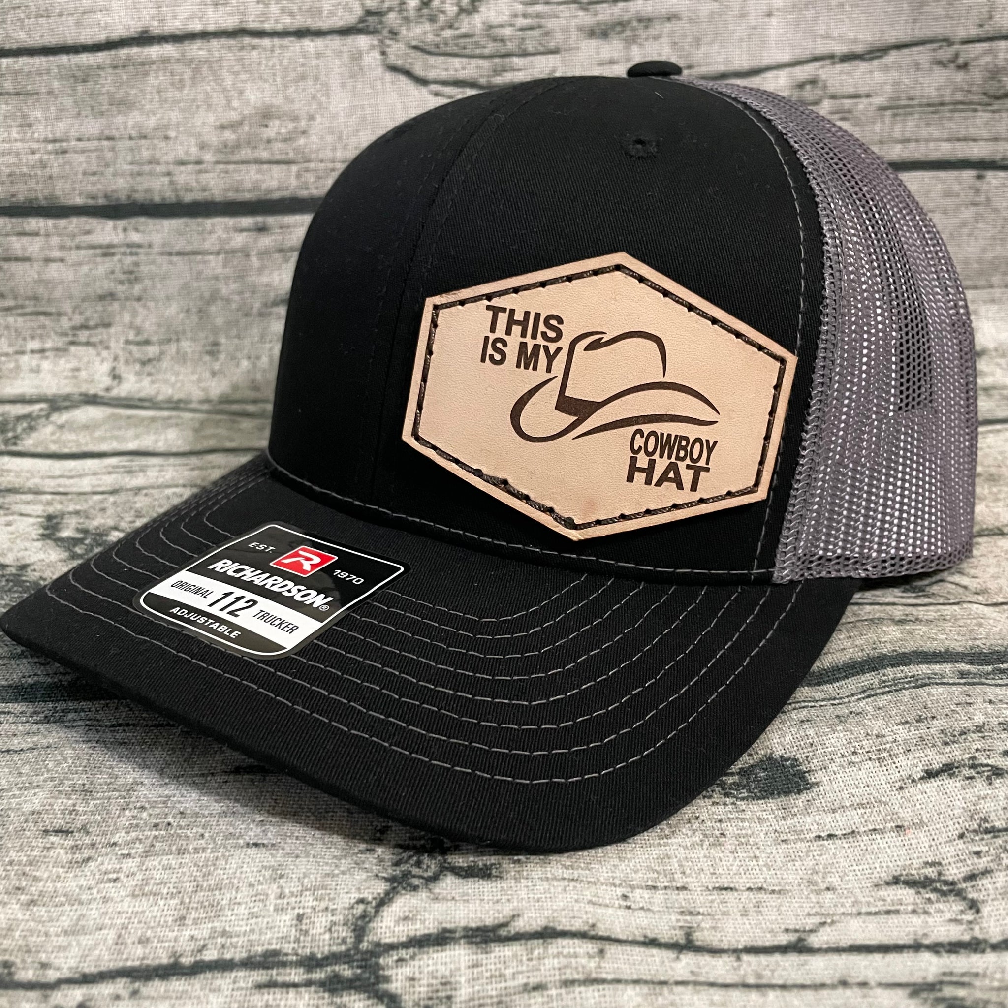 This Is My Cowboy Hat Leather Patch Hat Black
