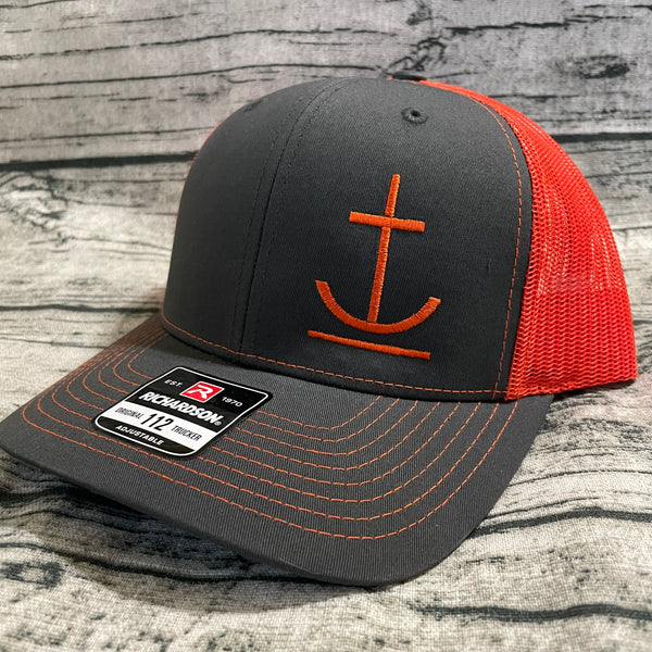 orange/grey embroidered anchor brand ranch hat