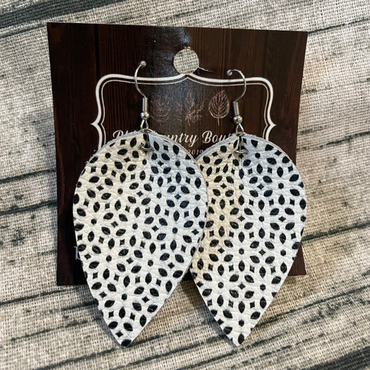 Geometric Petal Leather Earrings