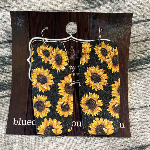 Sunflower Bars Leather Earrings
