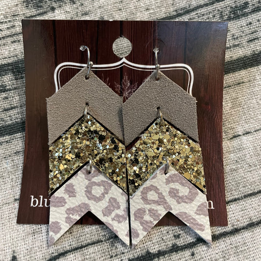 Neutral Chevron Earrings Leather Earrings