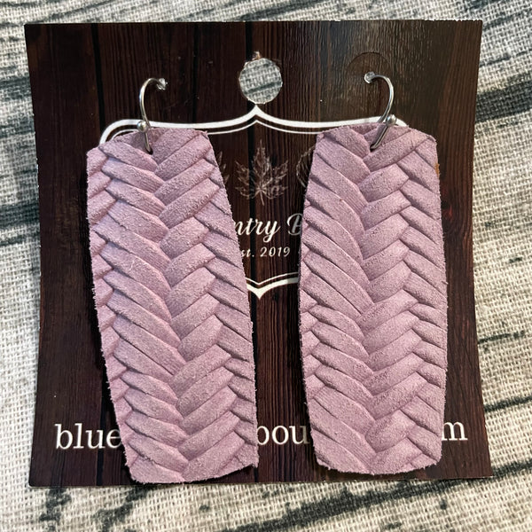 Colored Braid Bars Leather Earrings