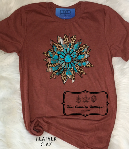 Leopard and Turquoise Sunflower