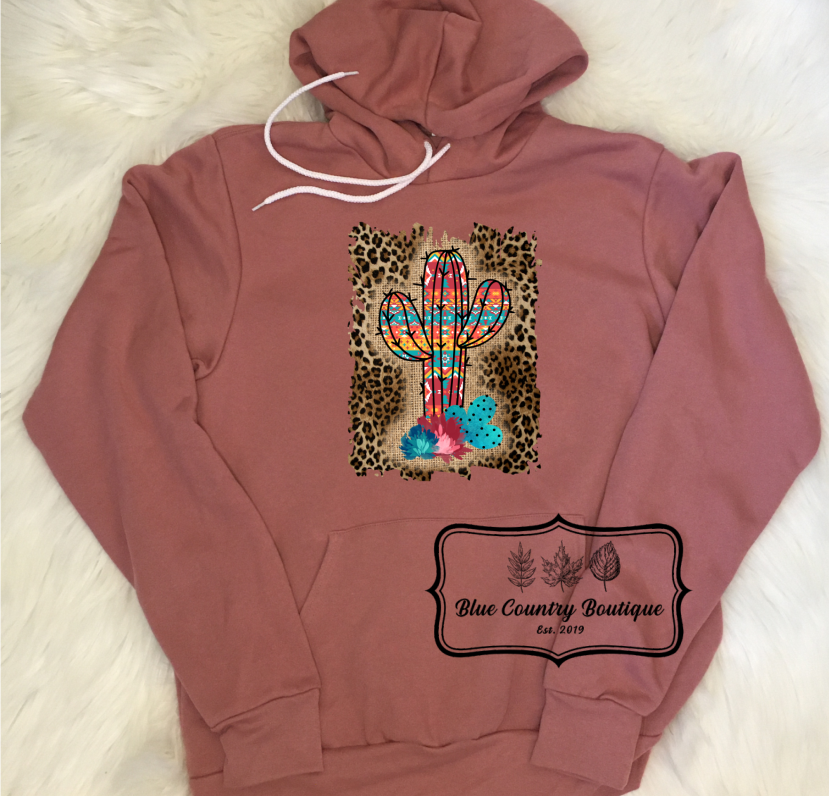 Leopard Aztec Cactus Hoodie